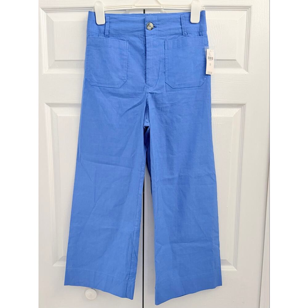 Anthropologie Maeve The Colette Magic Fabric Crop Wide Leg Pants 29 NWT Blue - Picture 2 of 5